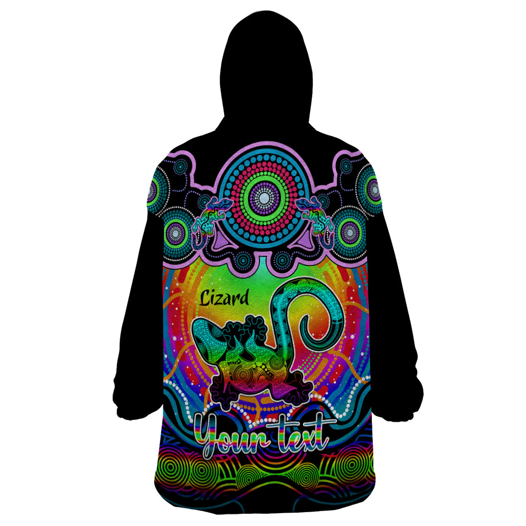 Personalised Australia Leo Lizard Zodiac Wearable Blanket Hoodie Auz Astrology Aboriginal - Rainbow - Vibe Hoodie Shop