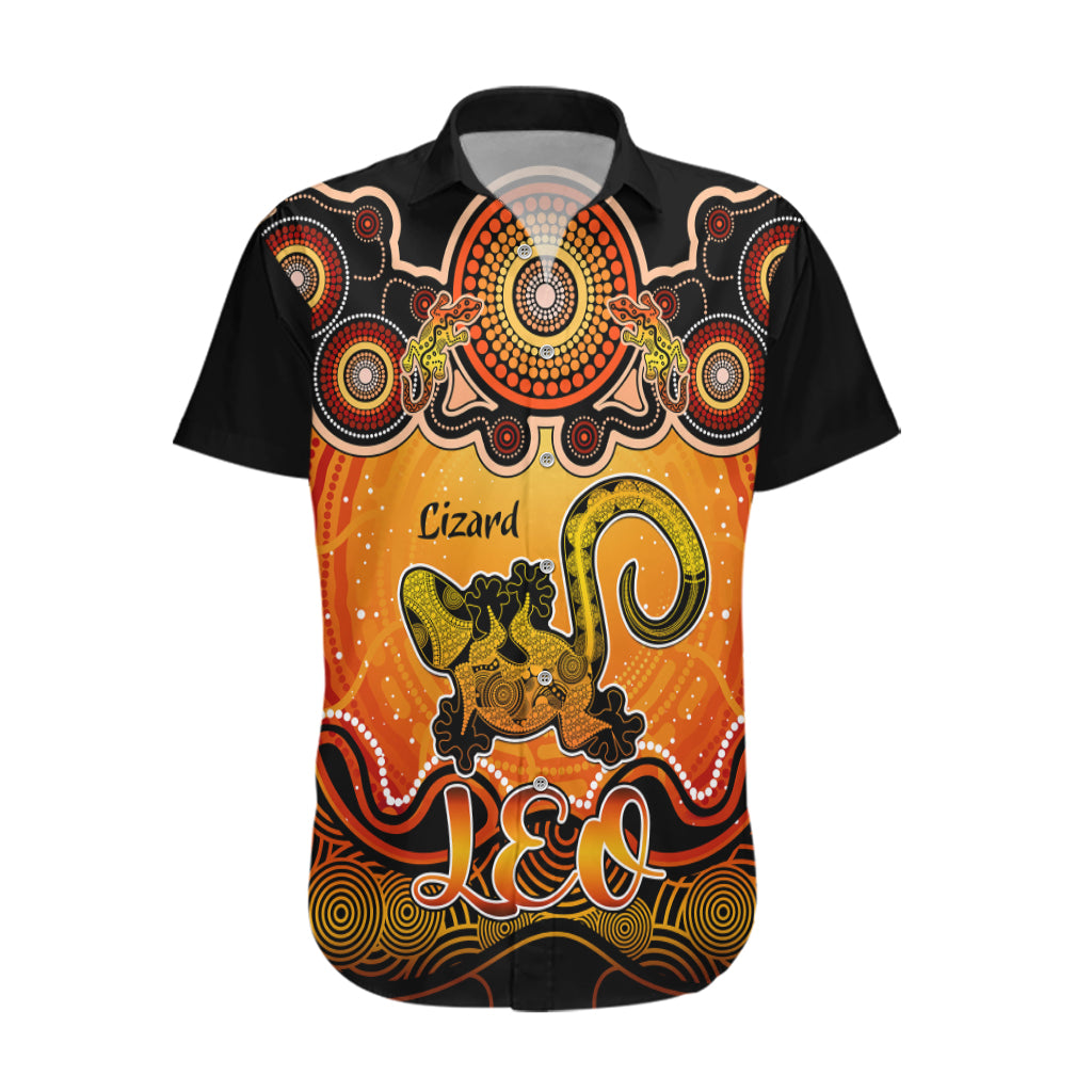Personalised Australia Leo Lizard Zodiac Hawaiian Shirt Auz Astrology Aboriginal - Red - Vibe Hoodie Shop