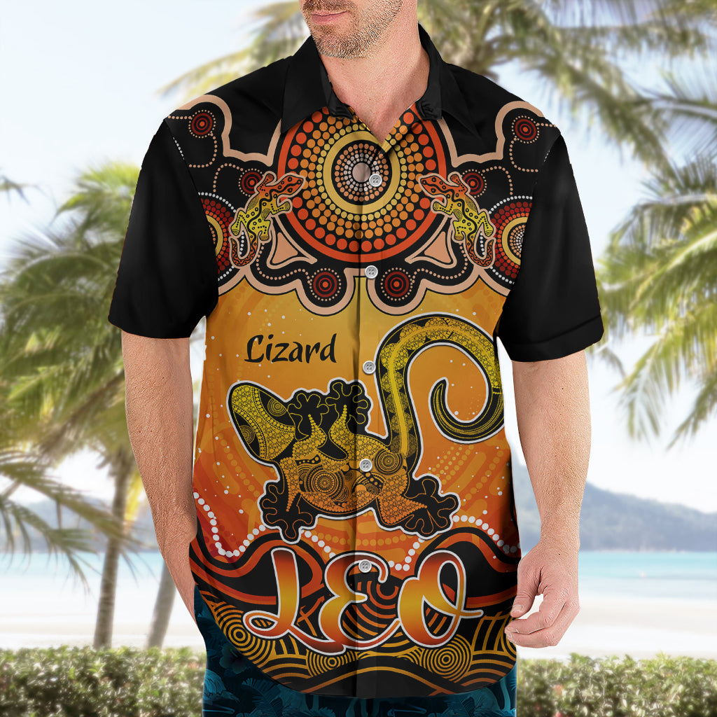 Personalised Australia Leo Lizard Zodiac Hawaiian Shirt Auz Astrology Aboriginal - Red - Vibe Hoodie Shop