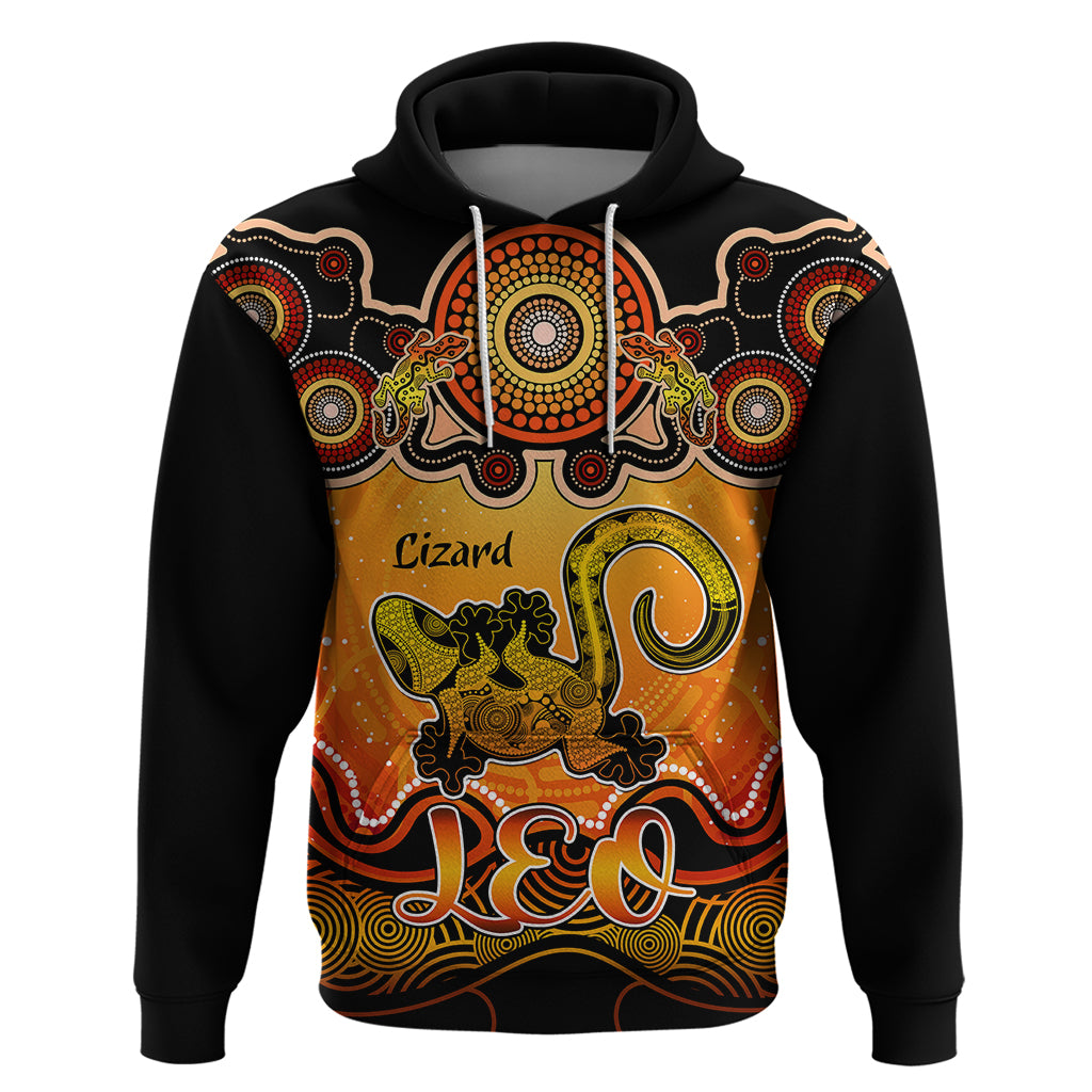 Personalised Australia Leo Lizard Zodiac Hoodie Auz Astrology Aboriginal - Red LT9 - Vibe Hoodie Shop
