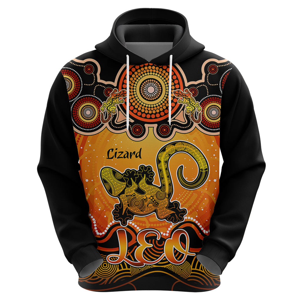 Personalised Australia Leo Lizard Zodiac Hoodie Auz Astrology Aboriginal - Red LT9 - Vibe Hoodie Shop