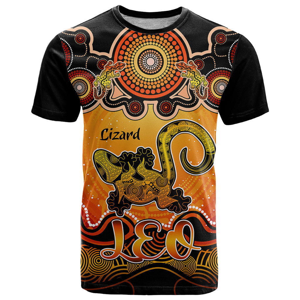 Personalised Australia Leo Lizard Zodiac T Shirt Auz Astrology Aboriginal - Red LT9 - Vibe Hoodie Shop