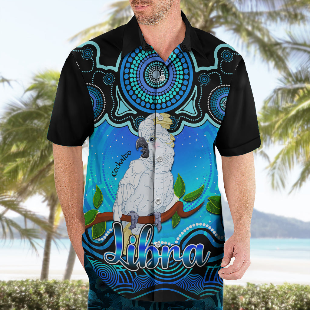 Personalised Australia Libra Cockatoo Zodiac Hawaiian Shirt Auz Astrology Aboriginal - Aqua - Vibe Hoodie Shop