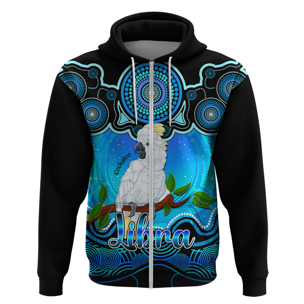 Personalised Australia Libra Cockatoo Zodiac Hoodie Auz Astrology Aboriginal - Aqua LT9 - Vibe Hoodie Shop