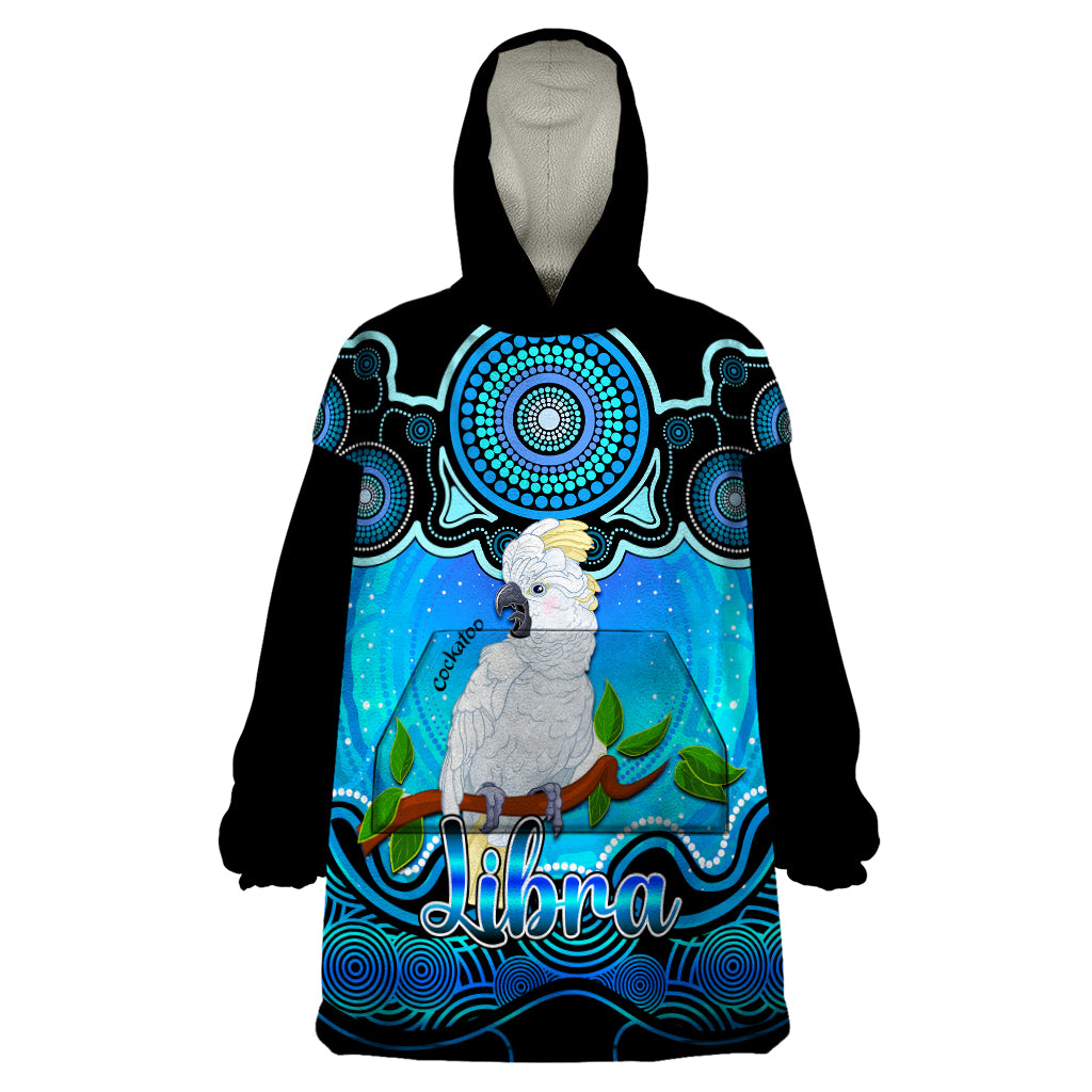 Personalised Australia Libra Cockatoo Zodiac Wearable Blanket Hoodie Auz Astrology Aboriginal - Aqua - Vibe Hoodie Shop