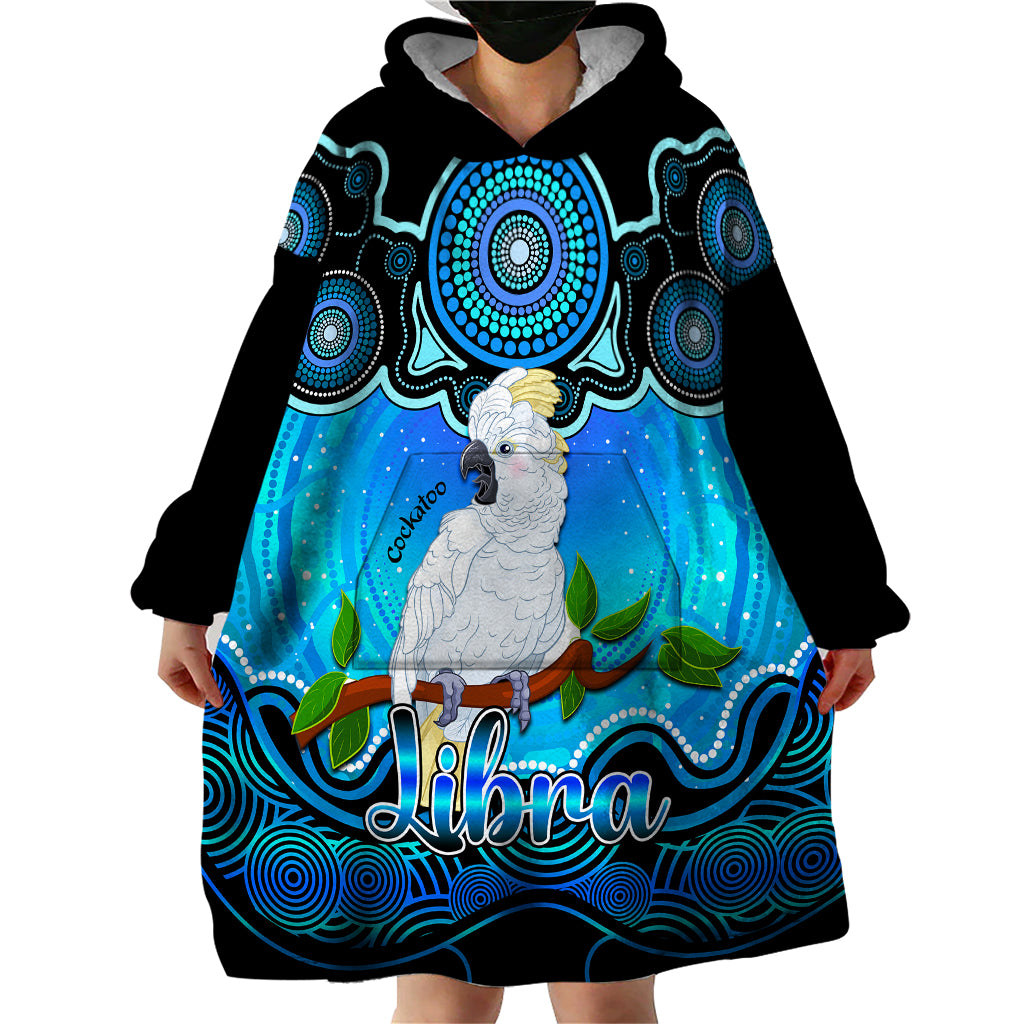 Personalised Australia Libra Cockatoo Zodiac Wearable Blanket Hoodie Auz Astrology Aboriginal - Aqua - Vibe Hoodie Shop