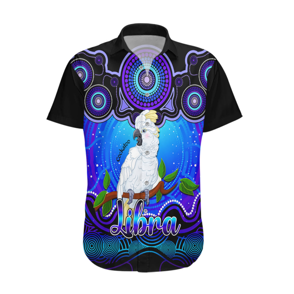 Personalised Australia Libra Cockatoo Zodiac Hawaiian Shirt Auz Astrology Aboriginal - Blue - Vibe Hoodie Shop