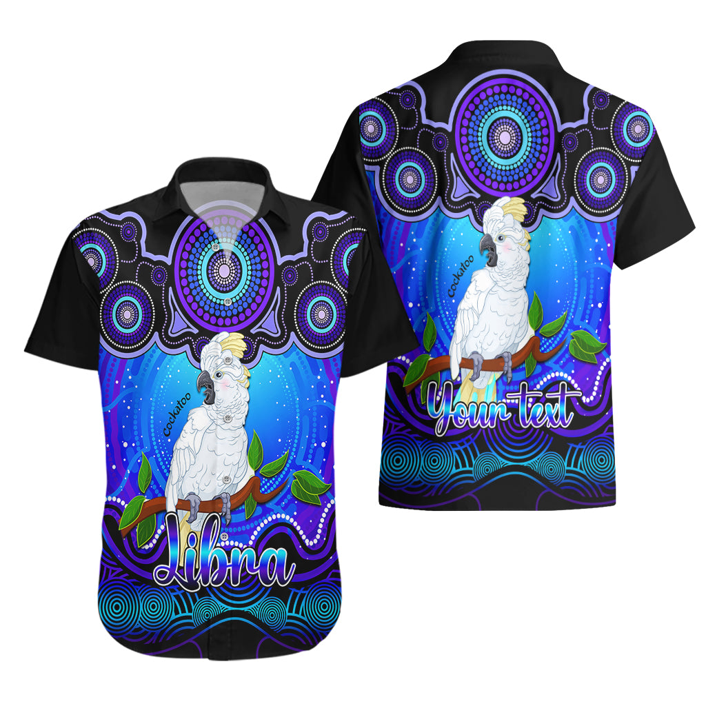 Personalised Australia Libra Cockatoo Zodiac Hawaiian Shirt Auz Astrology Aboriginal - Blue - Vibe Hoodie Shop