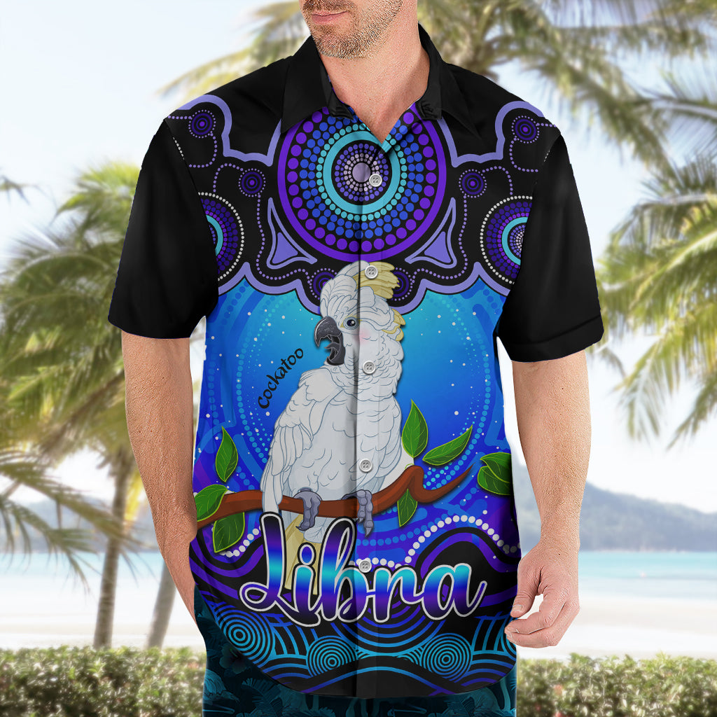 Personalised Australia Libra Cockatoo Zodiac Hawaiian Shirt Auz Astrology Aboriginal - Blue - Vibe Hoodie Shop