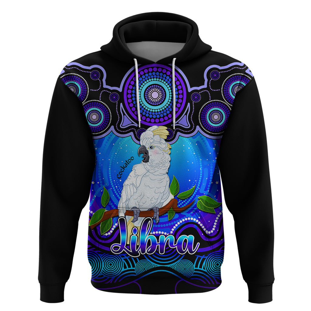 Personalised Australia Libra Cockatoo Zodiac Hoodie Auz Astrology Aboriginal - Blue LT9 - Vibe Hoodie Shop