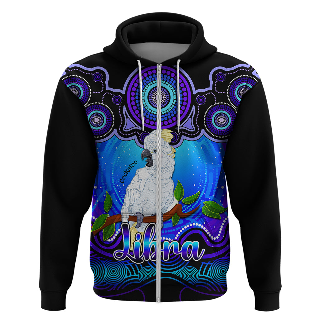 Personalised Australia Libra Cockatoo Zodiac Hoodie Auz Astrology Aboriginal - Blue LT9 - Vibe Hoodie Shop