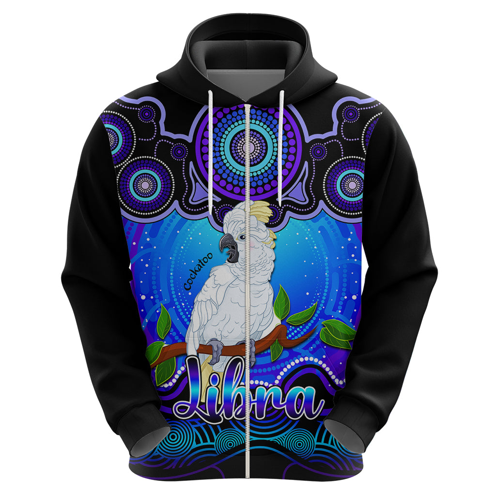 Personalised Australia Libra Cockatoo Zodiac Hoodie Auz Astrology Aboriginal - Blue LT9 - Vibe Hoodie Shop
