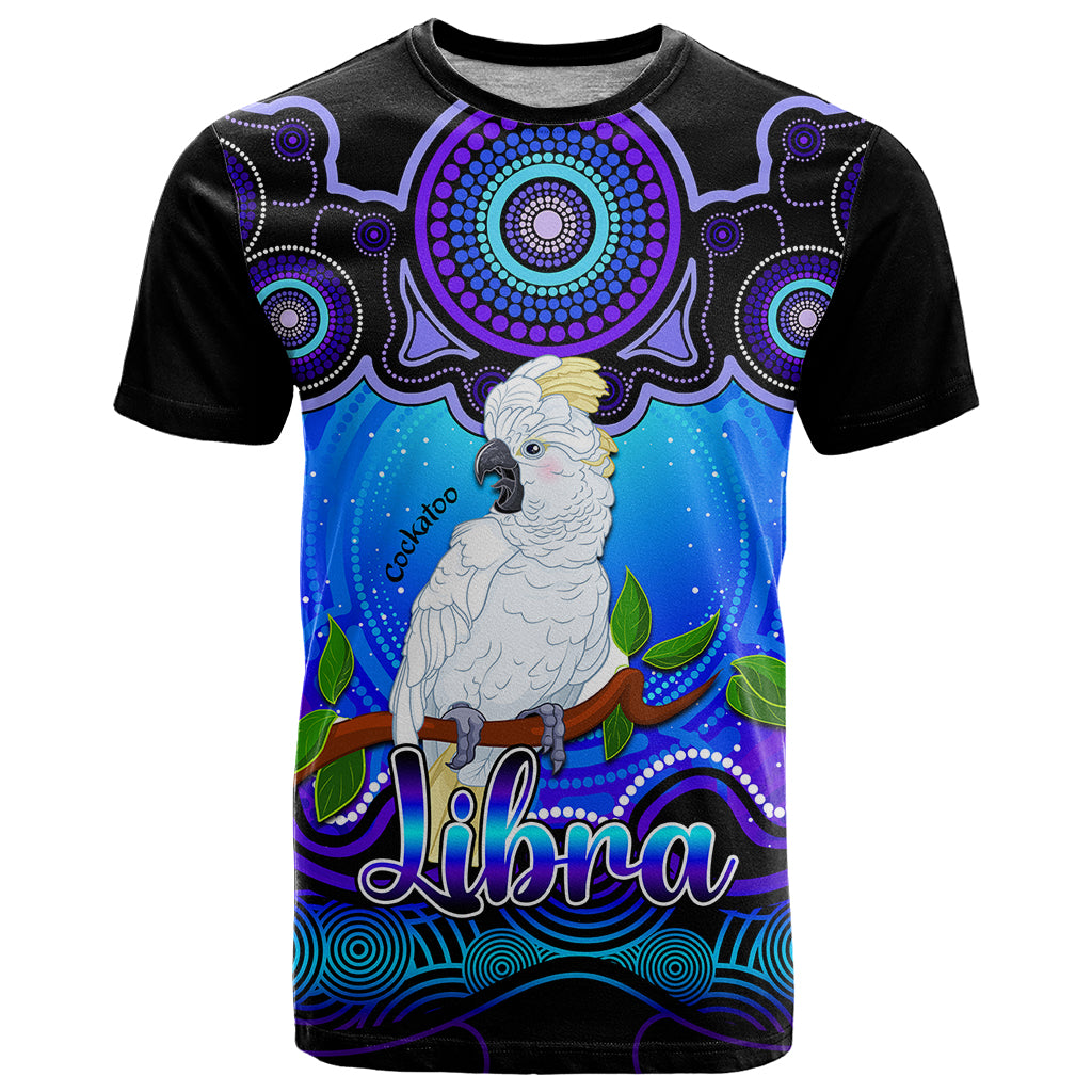 Personalised Australia Libra Cockatoo Zodiac T Shirt Auz Astrology Aboriginal - Blue LT9 - Vibe Hoodie Shop