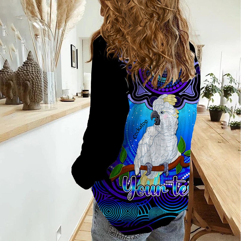 Personalised Australia Libra Cockatoo Zodiac Women Casual Shirt Auz Astrology Aboriginal - Blue - Vibe Hoodie Shop