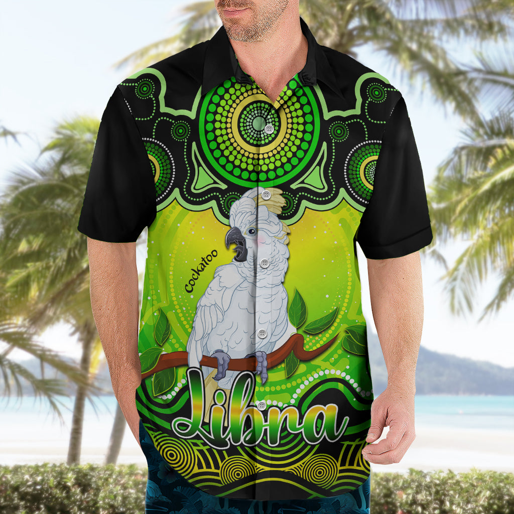 Personalised Australia Libra Cockatoo Zodiac Hawaiian Shirt Auz Astrology Aboriginal - Green - Vibe Hoodie Shop