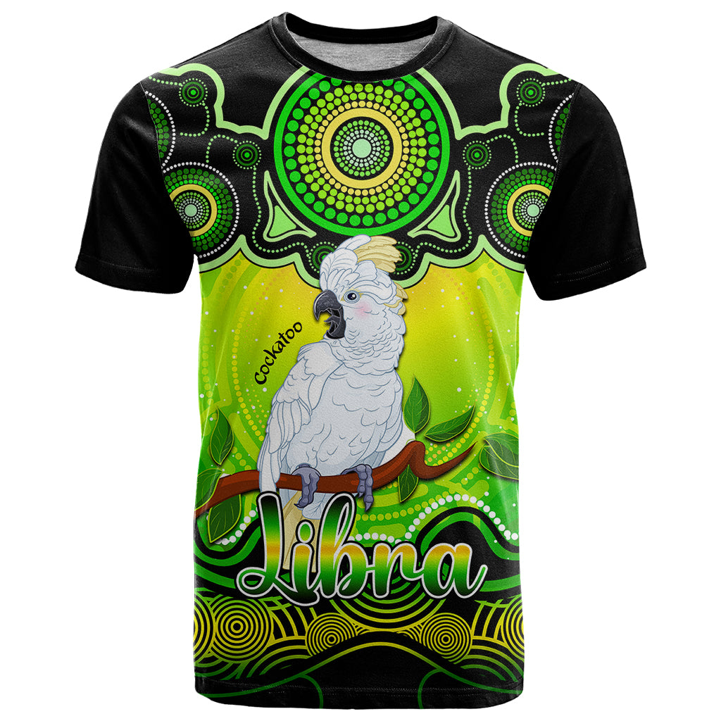 Personalised Australia Libra Cockatoo Zodiac T Shirt Auz Astrology Aboriginal - Green LT9 - Vibe Hoodie Shop
