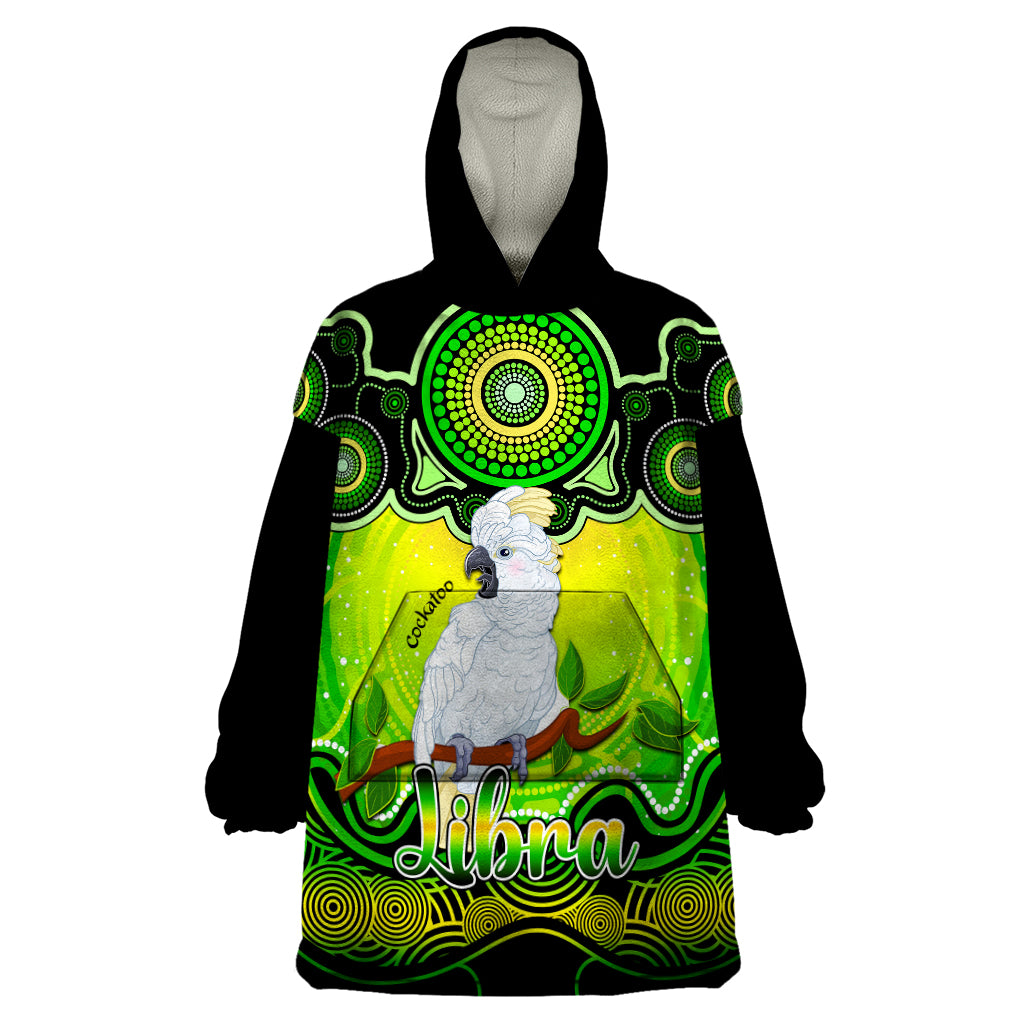 Personalised Australia Libra Cockatoo Zodiac Wearable Blanket Hoodie Auz Astrology Aboriginal - Green - Vibe Hoodie Shop