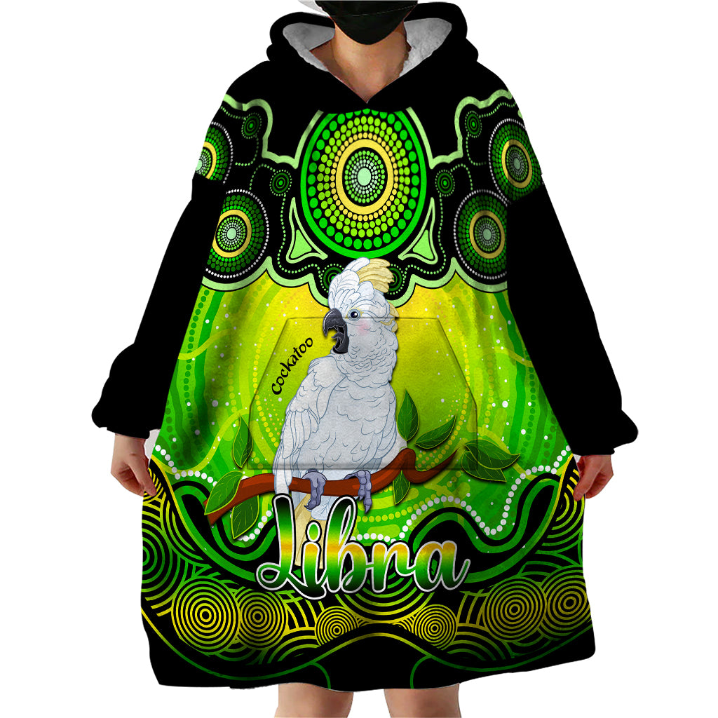 Personalised Australia Libra Cockatoo Zodiac Wearable Blanket Hoodie Auz Astrology Aboriginal - Green - Vibe Hoodie Shop