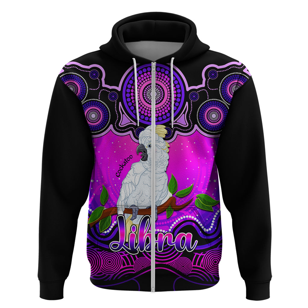 Personalised Australia Libra Cockatoo Zodiac Hoodie Auz Astrology Aboriginal - Magenta LT9 - Vibe Hoodie Shop