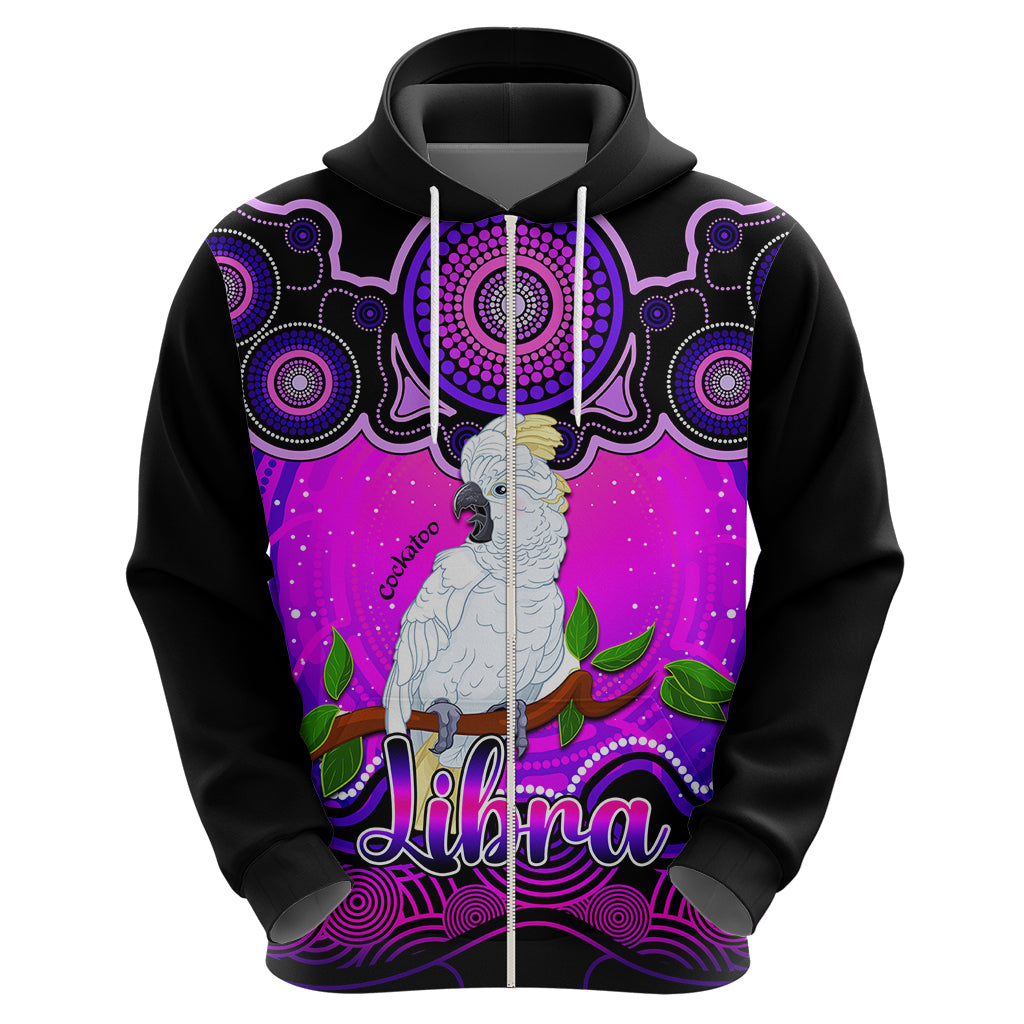 Personalised Australia Libra Cockatoo Zodiac Hoodie Auz Astrology Aboriginal - Magenta LT9 - Vibe Hoodie Shop