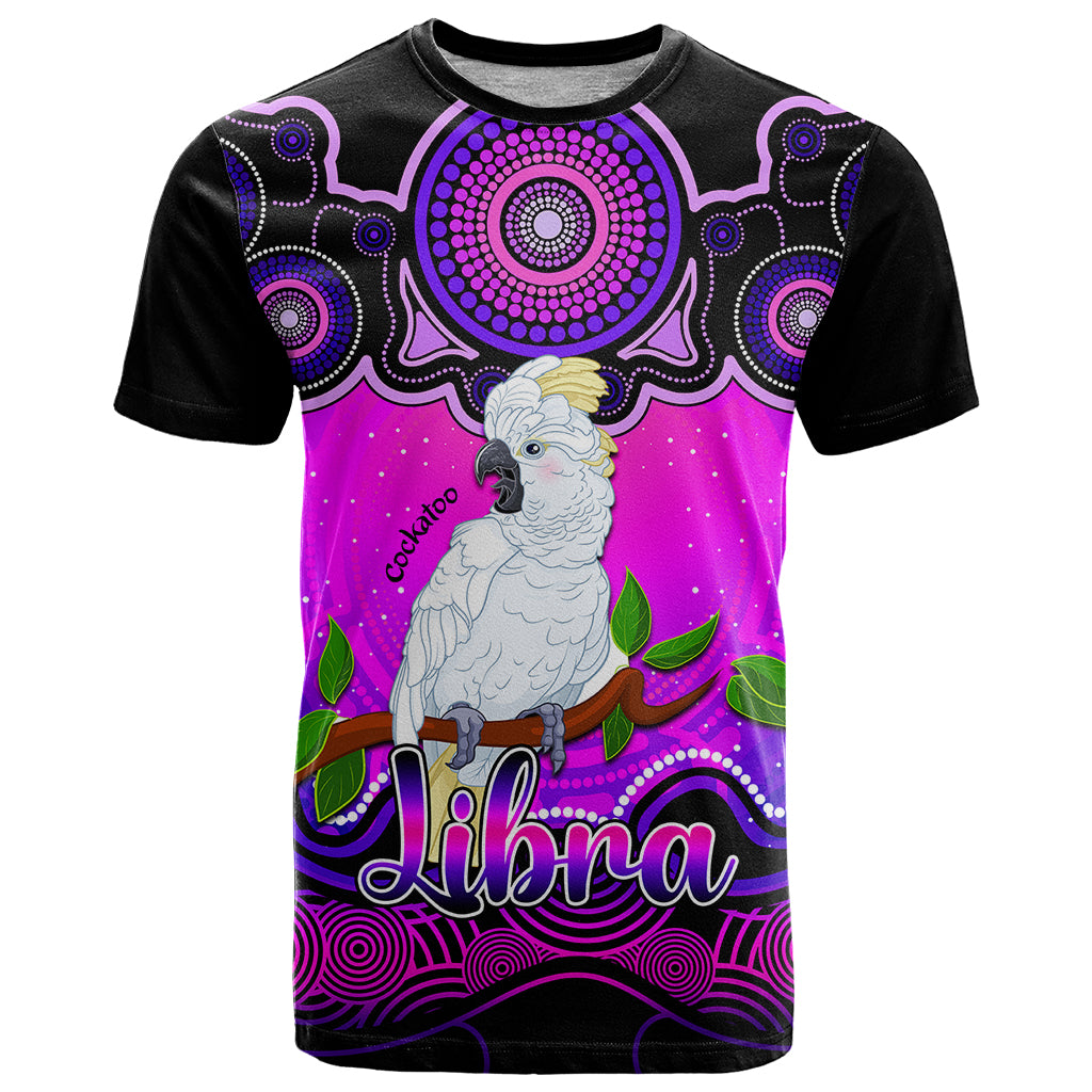 Personalised Australia Libra Cockatoo Zodiac T Shirt Auz Astrology Aboriginal - Magenta LT9 - Vibe Hoodie Shop