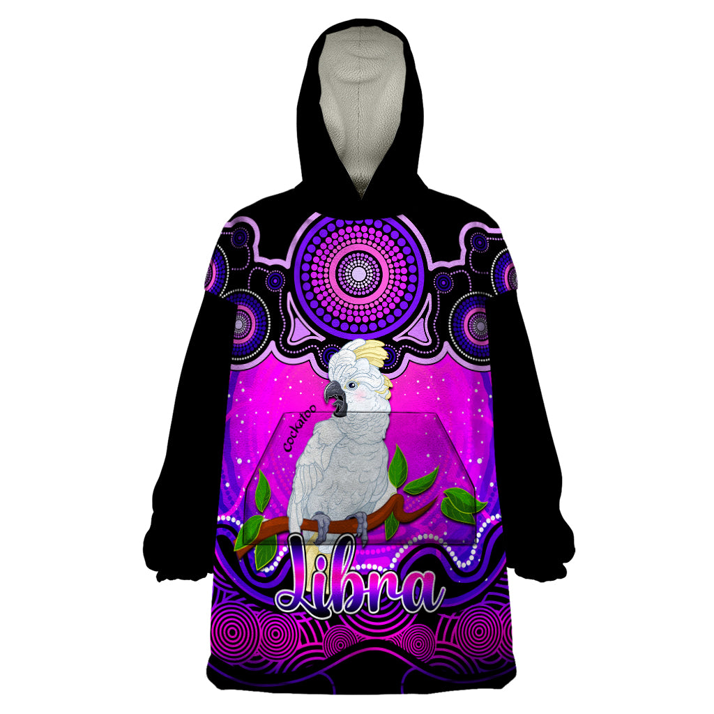 Personalised Australia Libra Cockatoo Zodiac Wearable Blanket Hoodie Auz Astrology Aboriginal - Magenta - Vibe Hoodie Shop