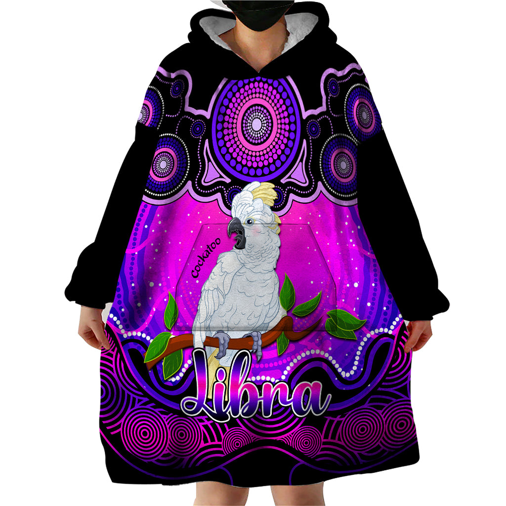 Personalised Australia Libra Cockatoo Zodiac Wearable Blanket Hoodie Auz Astrology Aboriginal - Magenta - Vibe Hoodie Shop