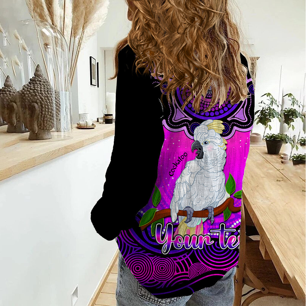 Personalised Australia Libra Cockatoo Zodiac Women Casual Shirt Auz Astrology Aboriginal - Magenta - Vibe Hoodie Shop