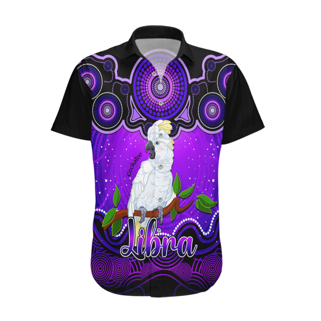 Personalised Australia Libra Cockatoo Zodiac Hawaiian Shirt Auz Astrology Aboriginal - Purple - Vibe Hoodie Shop