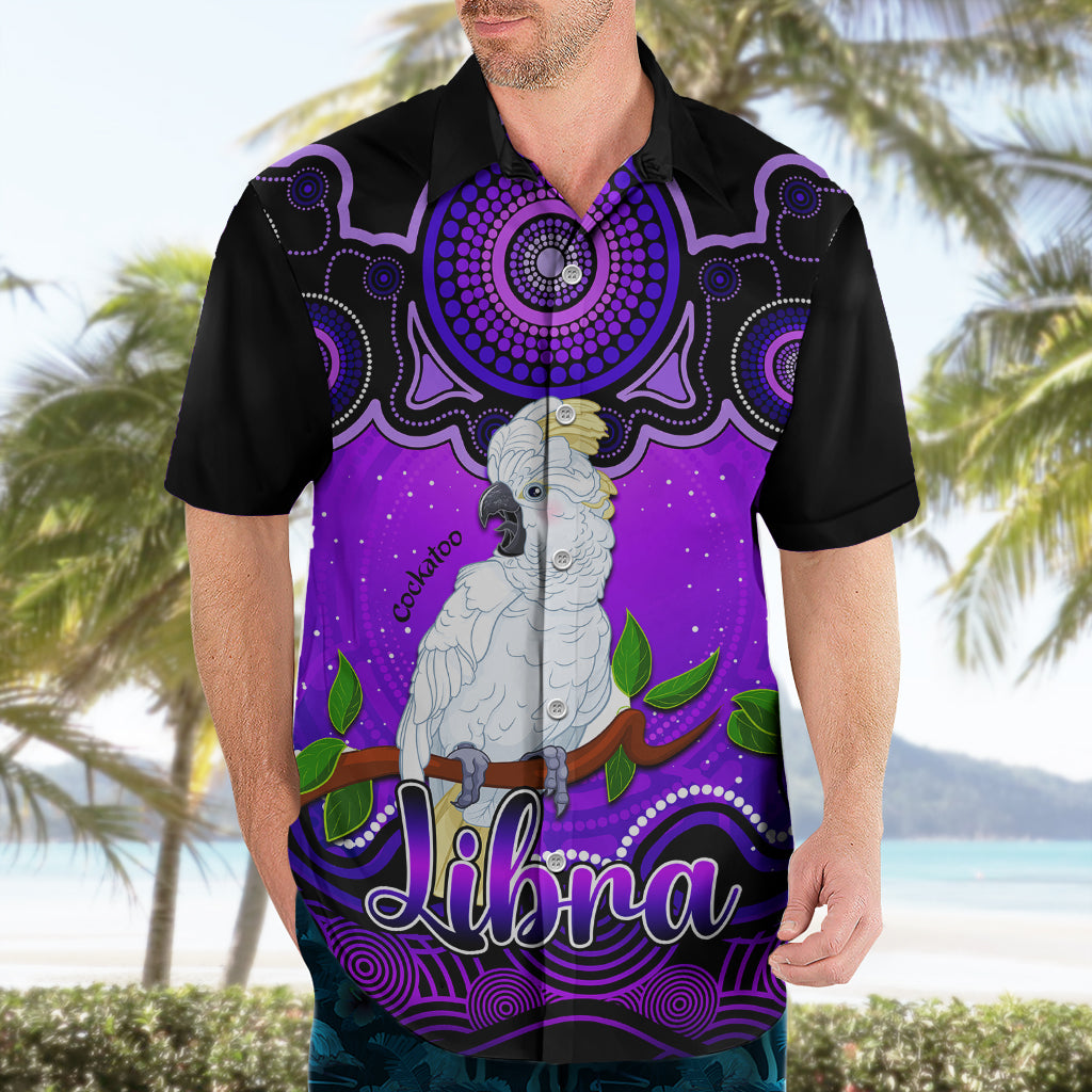 Personalised Australia Libra Cockatoo Zodiac Hawaiian Shirt Auz Astrology Aboriginal - Purple - Vibe Hoodie Shop