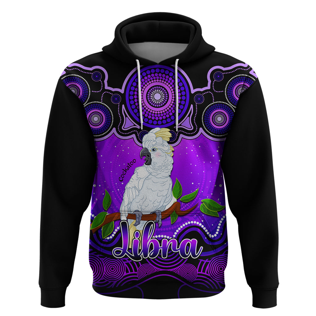 Personalised Australia Libra Cockatoo Zodiac Hoodie Auz Astrology Aboriginal - Purple LT9 - Vibe Hoodie Shop