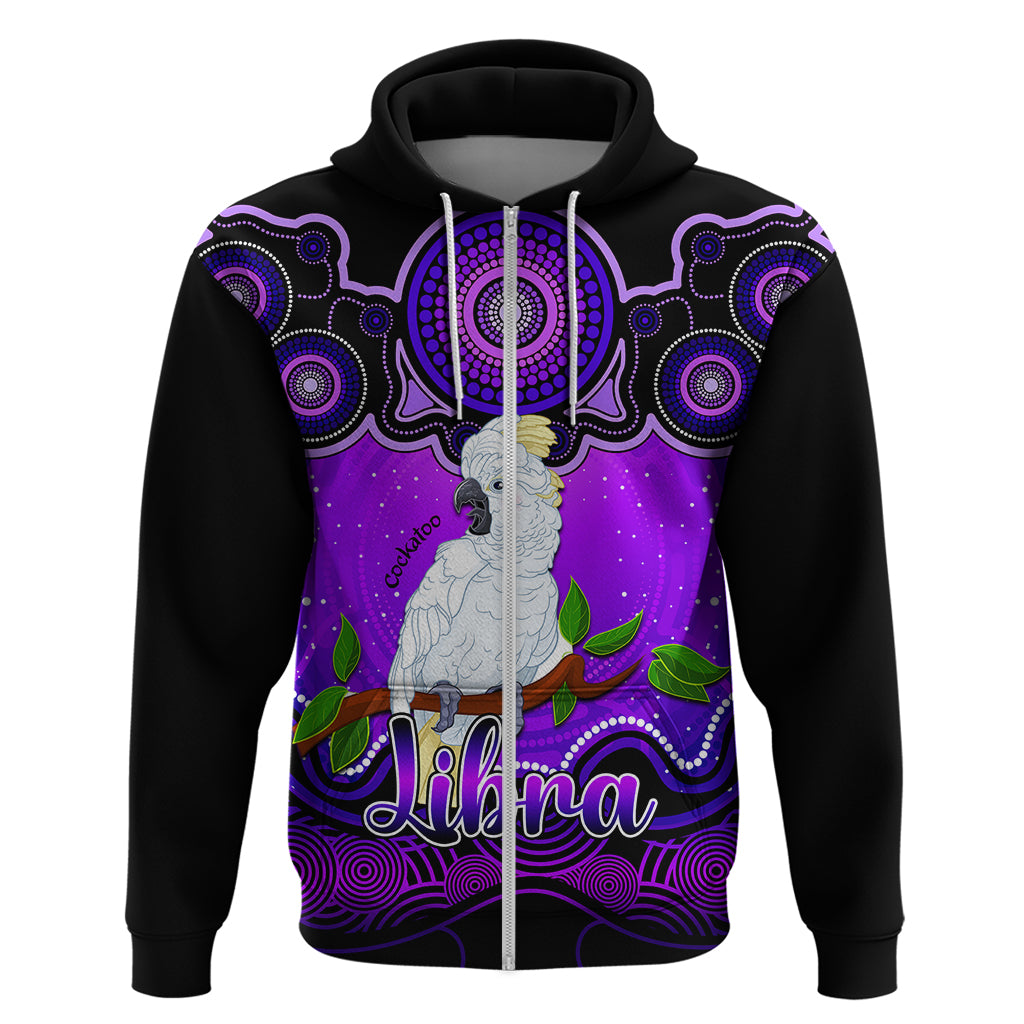 Personalised Australia Libra Cockatoo Zodiac Hoodie Auz Astrology Aboriginal - Purple LT9 - Vibe Hoodie Shop