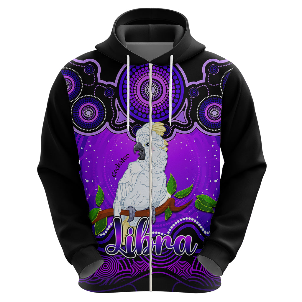 Personalised Australia Libra Cockatoo Zodiac Hoodie Auz Astrology Aboriginal - Purple LT9 - Vibe Hoodie Shop