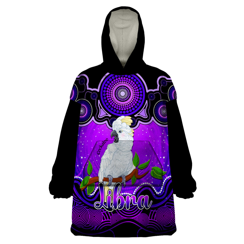 Personalised Australia Libra Cockatoo Zodiac Wearable Blanket Hoodie Auz Astrology Aboriginal - Purple - Vibe Hoodie Shop