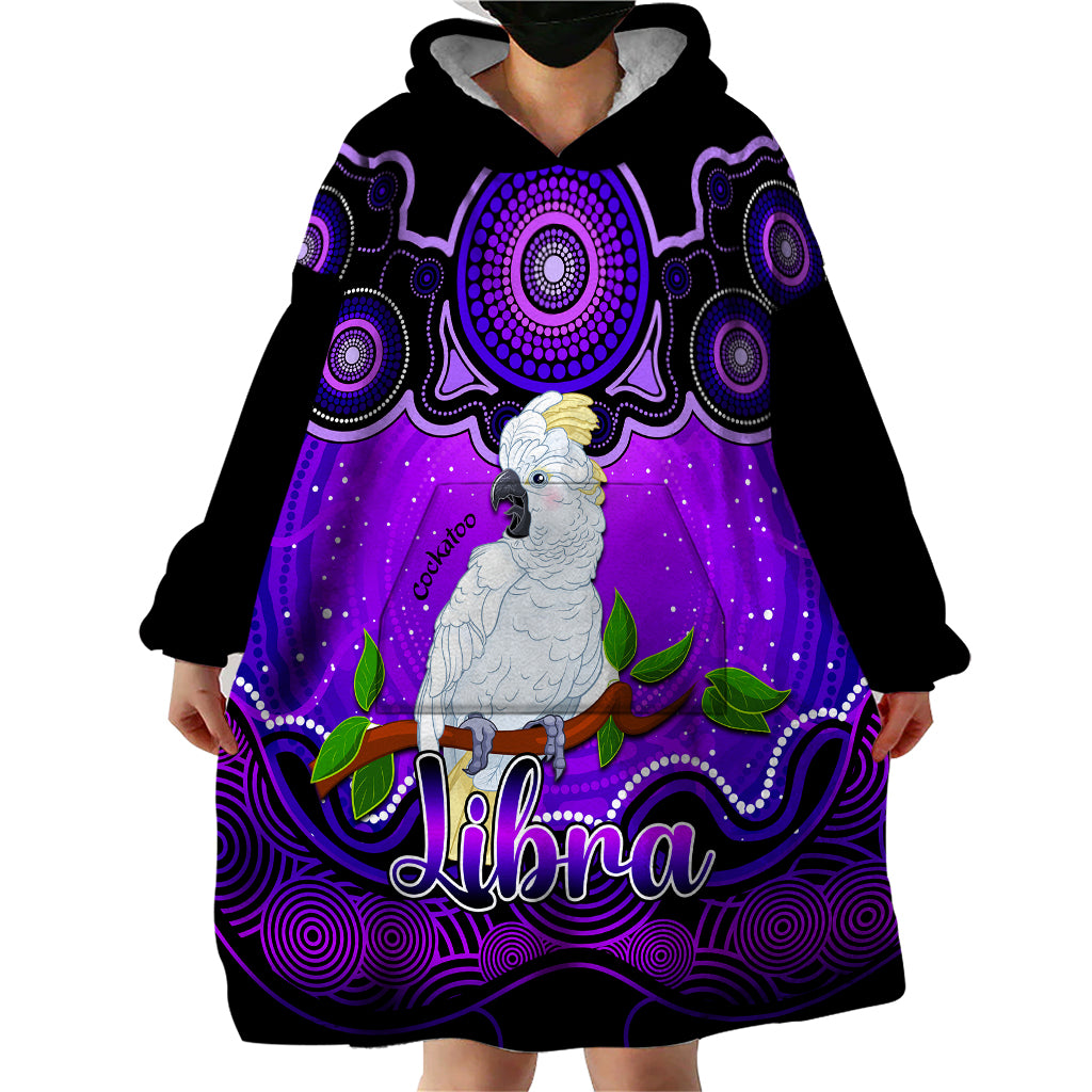 Personalised Australia Libra Cockatoo Zodiac Wearable Blanket Hoodie Auz Astrology Aboriginal - Purple - Vibe Hoodie Shop