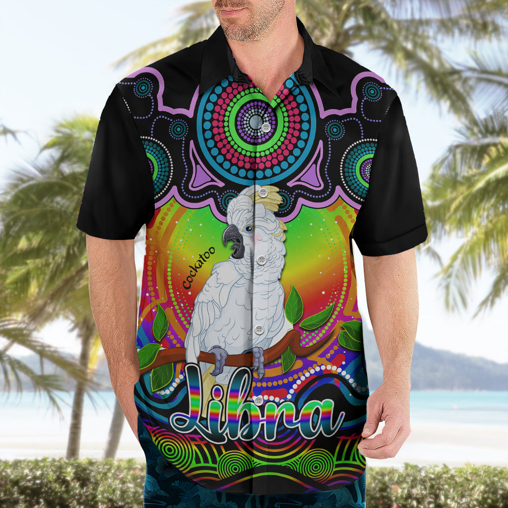 Personalised Australia Libra Cockatoo Zodiac Hawaiian Shirt Auz Astrology Aboriginal - Rainbow - Vibe Hoodie Shop