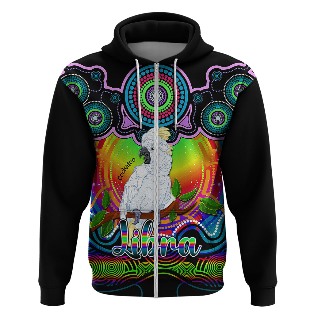 Personalised Australia Libra Cockatoo Zodiac Hoodie Auz Astrology Aboriginal - Rainbow LT9 - Vibe Hoodie Shop