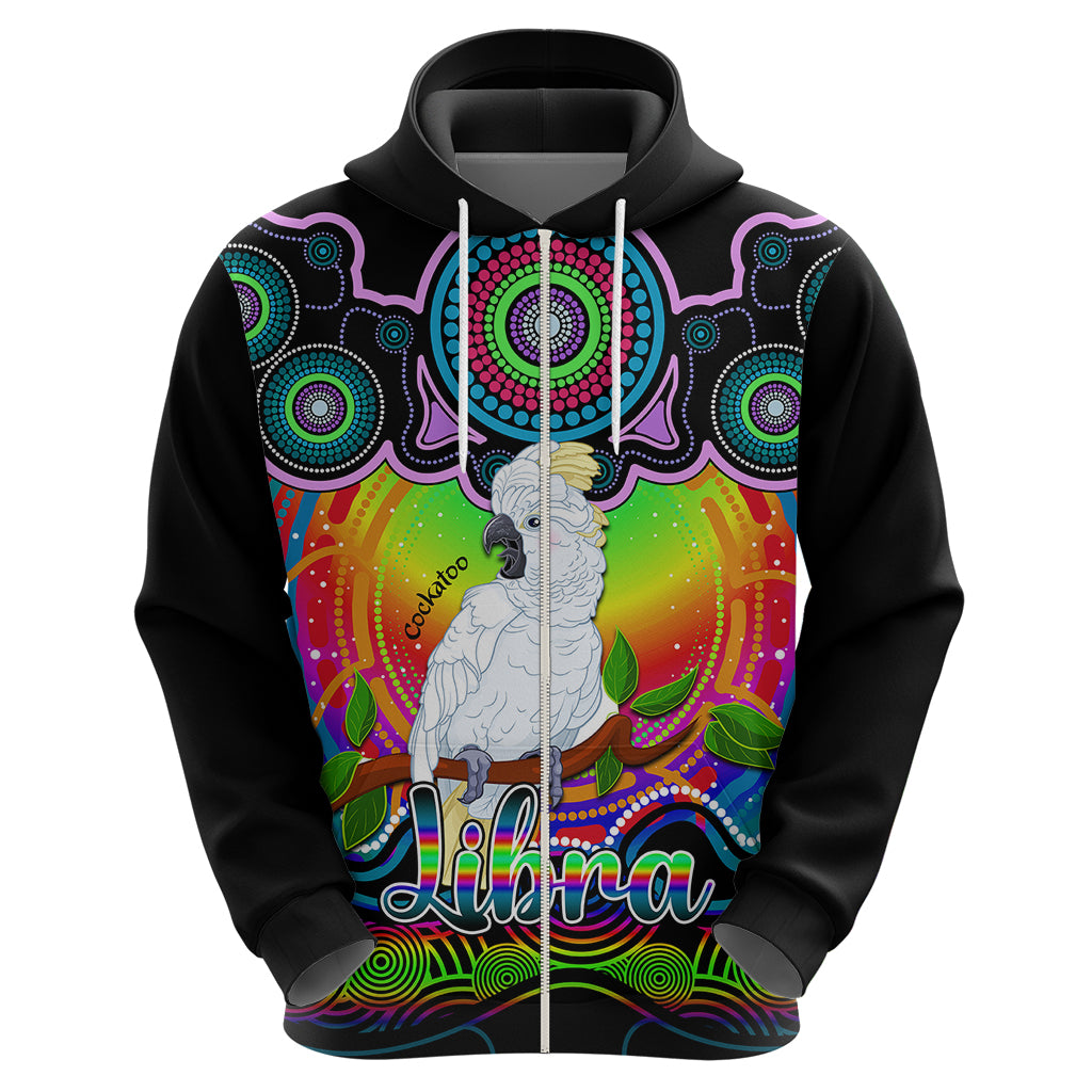 Personalised Australia Libra Cockatoo Zodiac Hoodie Auz Astrology Aboriginal - Rainbow LT9 - Vibe Hoodie Shop
