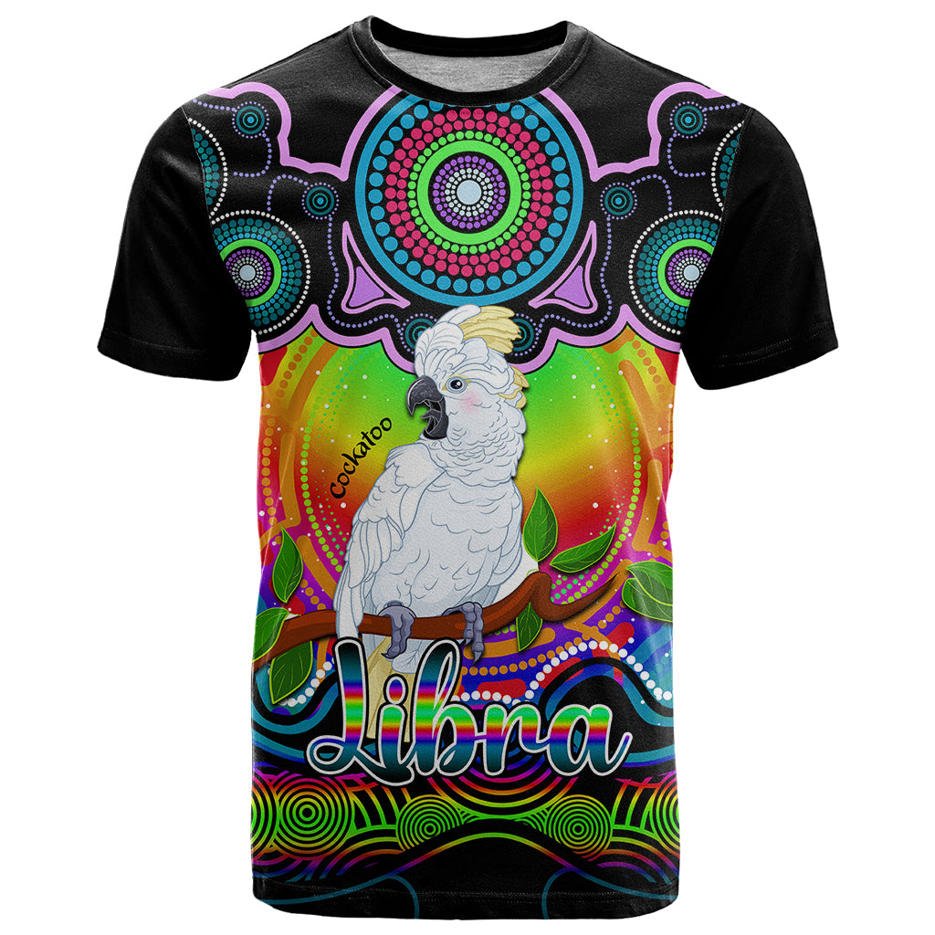 Personalised Australia Libra Cockatoo Zodiac T Shirt Auz Astrology Aboriginal - Rainbow LT9 - Vibe Hoodie Shop