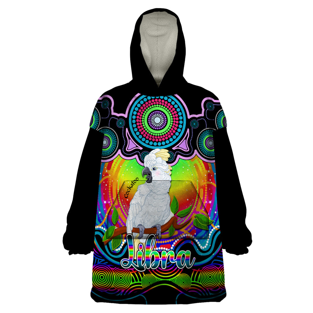 Personalised Australia Libra Cockatoo Zodiac Wearable Blanket Hoodie Auz Astrology Aboriginal - Rainbow - Vibe Hoodie Shop