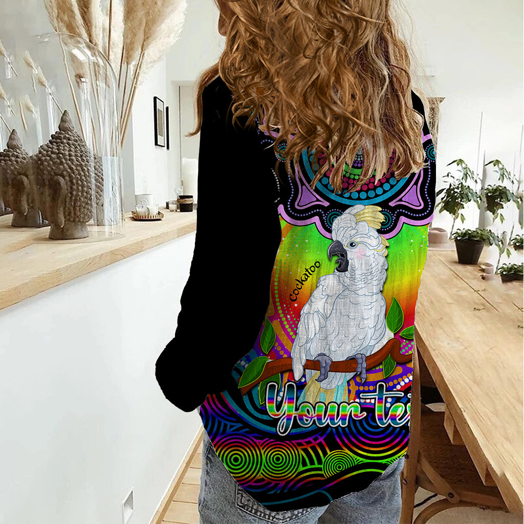 Personalised Australia Libra Cockatoo Zodiac Women Casual Shirt Auz Astrology Aboriginal - Rainbow - Vibe Hoodie Shop