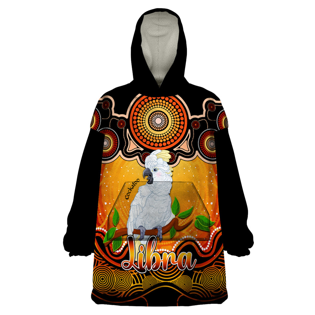 Personalised Australia Libra Cockatoo Zodiac Wearable Blanket Hoodie Auz Astrology Aboriginal - Red - Vibe Hoodie Shop