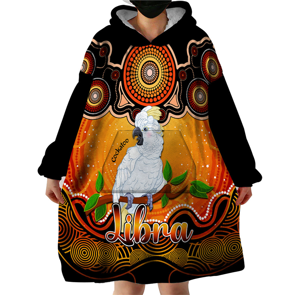 Personalised Australia Libra Cockatoo Zodiac Wearable Blanket Hoodie Auz Astrology Aboriginal - Red - Vibe Hoodie Shop