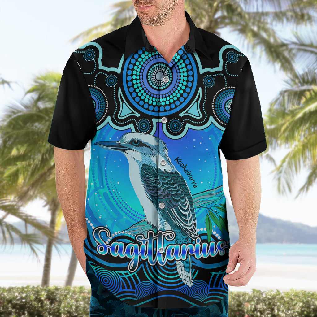 Personalised Australia Sagittarius Kookaburra Zodiac Hawaiian Shirt Auz Astrology Aboriginal - Aqua - Vibe Hoodie Shop