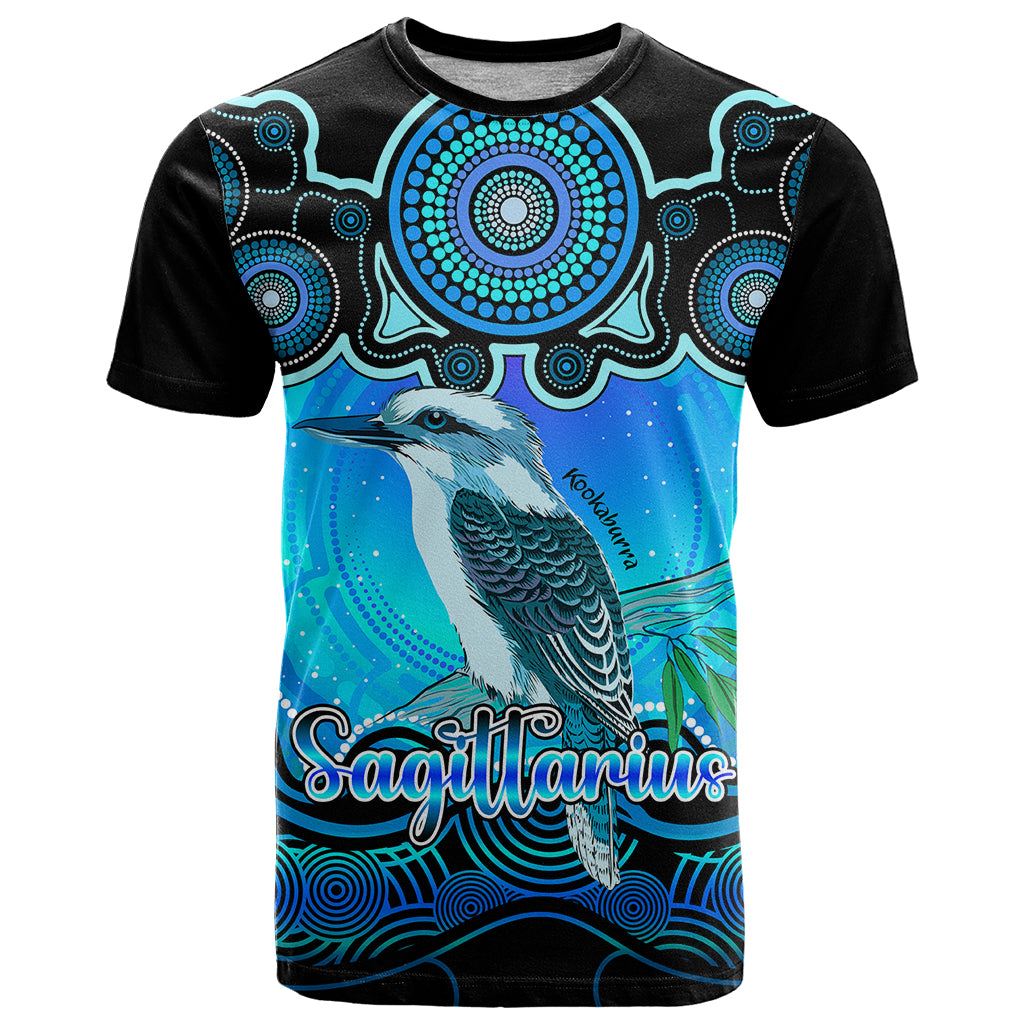 Personalised Australia Sagittarius Kookaburra Zodiac T Shirt Auz Astrology Aboriginal - Aqua LT9 - Vibe Hoodie Shop