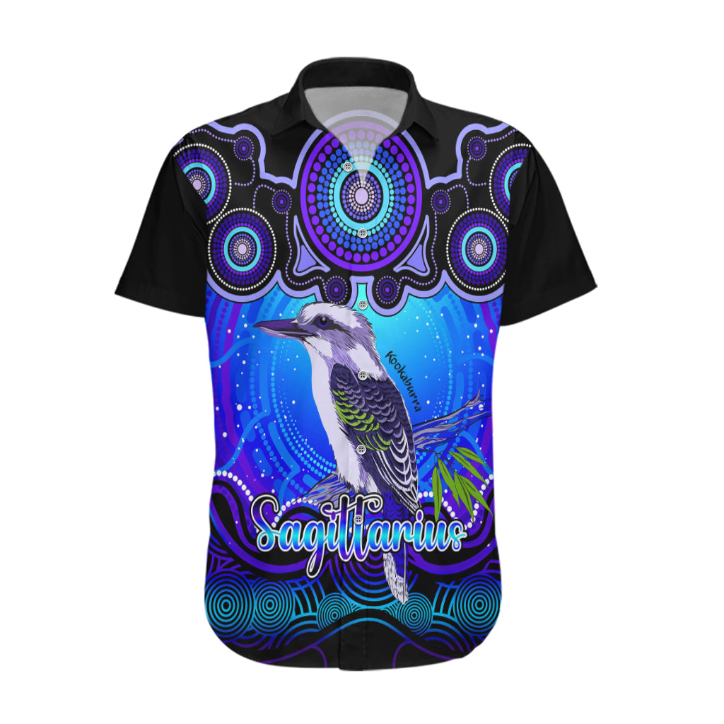 Personalised Australia Sagittarius Kookaburra Zodiac Hawaiian Shirt Auz Astrology Aboriginal - Blue - Vibe Hoodie Shop