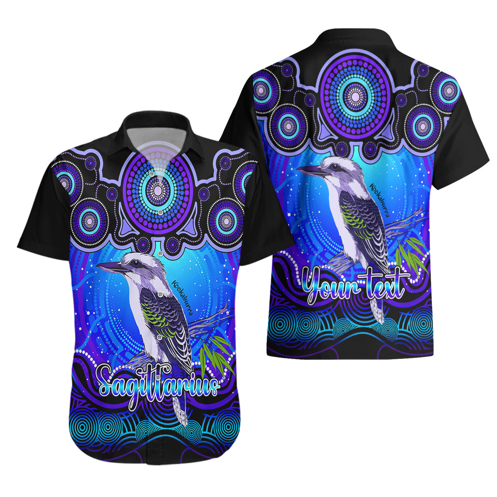 Personalised Australia Sagittarius Kookaburra Zodiac Hawaiian Shirt Auz Astrology Aboriginal - Blue - Vibe Hoodie Shop
