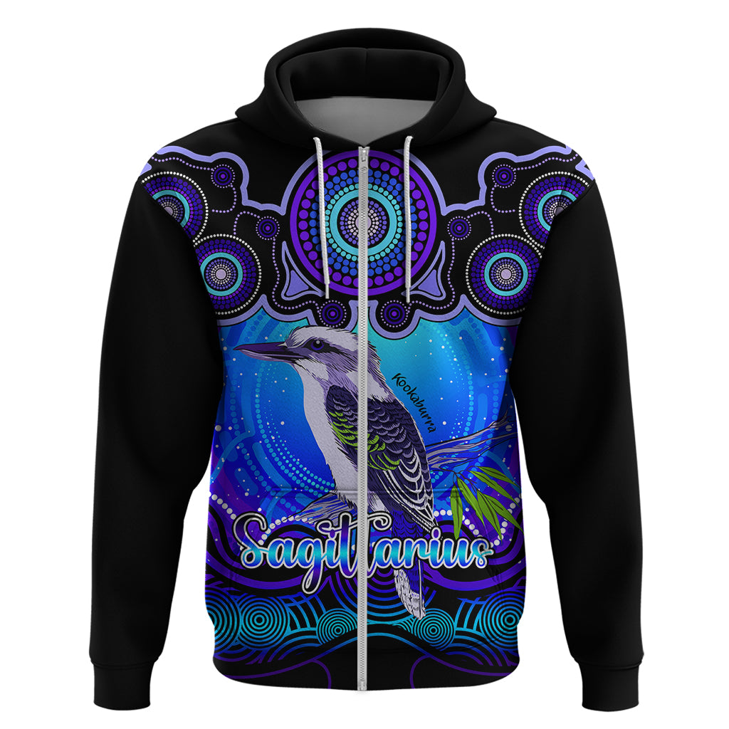 Personalised Australia Sagittarius Kookaburra Zodiac Hoodie Auz Astrology Aboriginal - Blue LT9 - Vibe Hoodie Shop