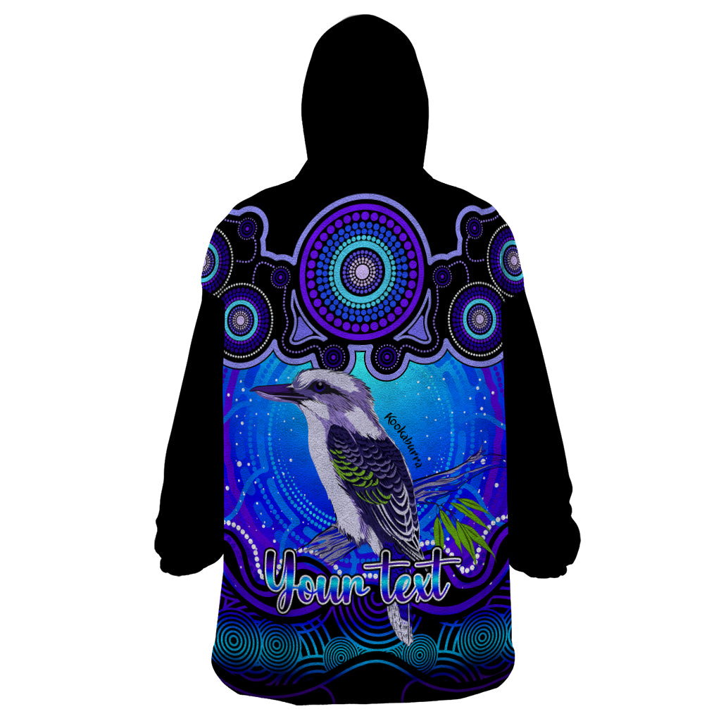 Personalised Australia Sagittarius Kookaburra Zodiac Wearable Blanket Hoodie Auz Astrology Aboriginal - Blue - Vibe Hoodie Shop