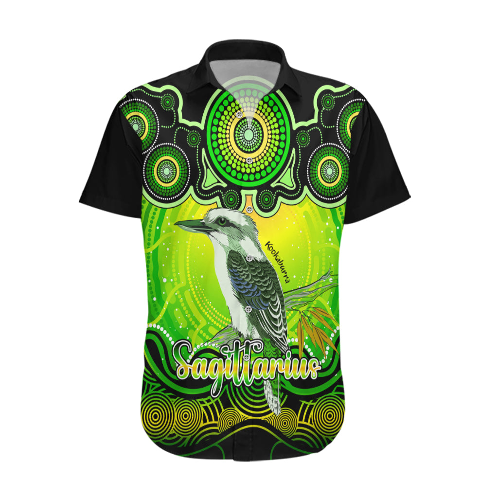Personalised Australia Sagittarius Kookaburra Zodiac Hawaiian Shirt Auz Astrology Aboriginal - Green - Vibe Hoodie Shop